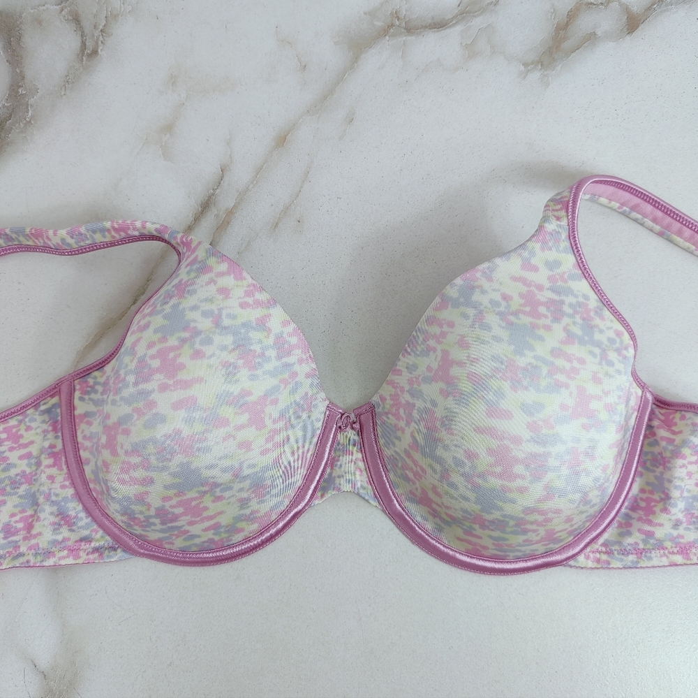Bali 3470 One Smooth U Lightly Lined Underwire Bra, Pink White, Sz 36C